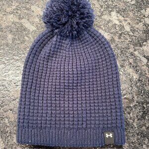 Under Armour Women's Waffled Textured knit pom beanie Navy
